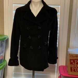 Jou Jou Women's Classic Black Peacoat